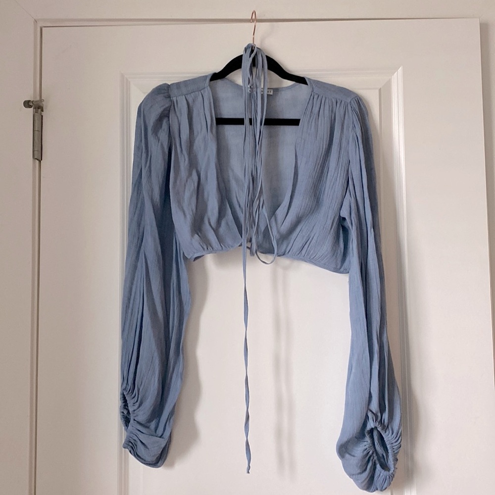 Vici Dara Long Sleeve Wrap Crop Top - Picture 2 of 4